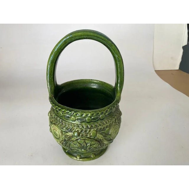 19th Century French Ceramic Majolica Basket Pot For Sale - Image 6 of 9