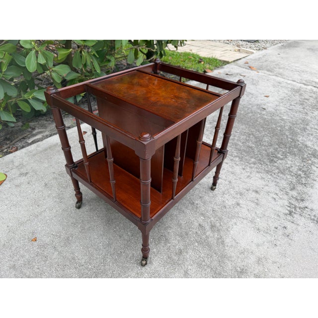 Late 20th Century Vintage Faux Bamboo Burl-Top Magazine Rack Side Table For Sale - Image 5 of 14