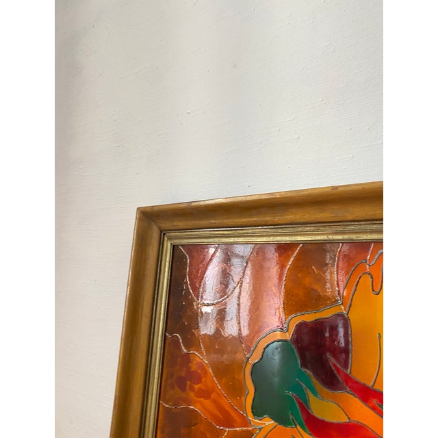 Framed Stained Glass Window, 1950s For Sale - Image 6 of 10