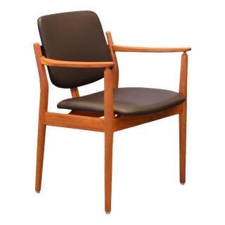 Armchair in Teak and Leather by Arne Vodder for France & Son, 1950s For Sale