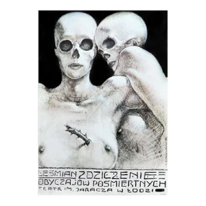 1983 Polish Theater Poster, Lesmian... (Poster for the Play "The Wildlife of Posthumous Customs")