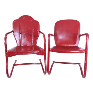 Vintage Steel Cantilever/Springer/Bouncer Patio Chairs - 2 Different For Sale
