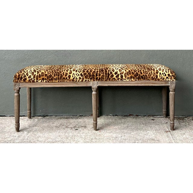 Vintage Tufted Leopard Bench For Sale - Image 9 of 12