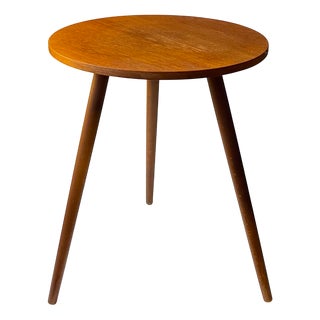 Danish Circular Teak Side Table, 1960s For Sale