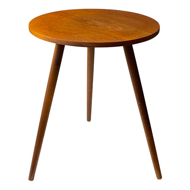 Danish Circular Teak Side Table, 1960s For Sale