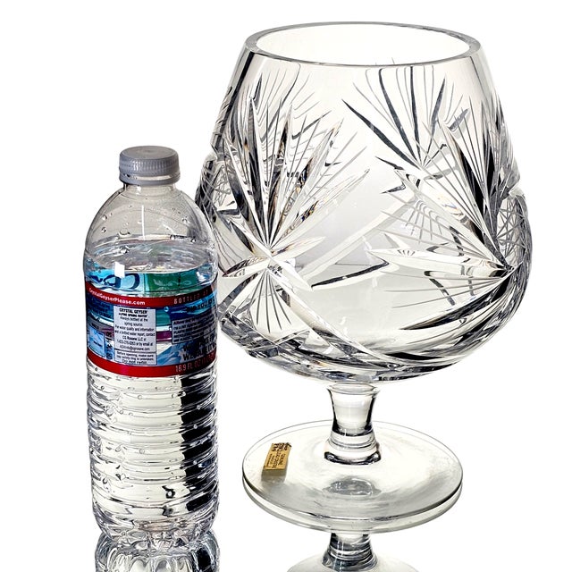 Mid-Century Modern West German Hand Cut Lead Crystal Centerpiece Snifter Vase, 9", Late 20th Century For Sale - Image 3 of 10