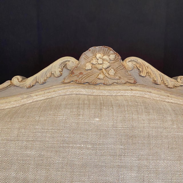 Mid 19th Century 19th Century Updated Painted Louis XV Armchairs or Fauteuils -a Pair For Sale - Image 5 of 13