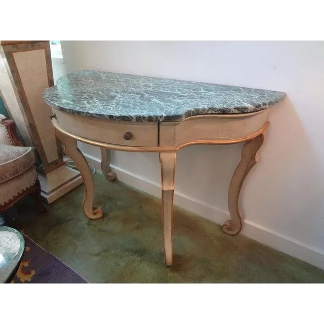 Wood Antique Italian Painted and Giltwood Neoclassical Style Console Tables-Pair For Sale - Image 7 of 12