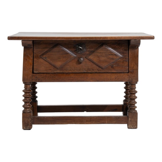 19th Century Spanish Colonial Side Table With Single Drawer For Sale