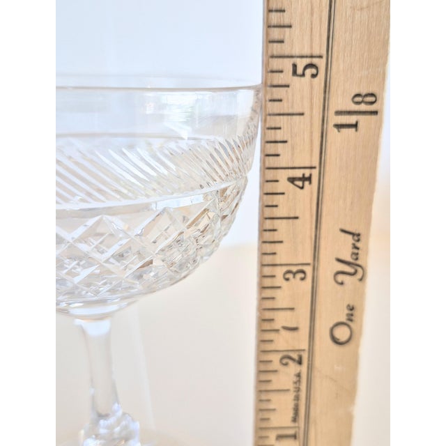 Glass Vintage Tudor Crystal Champagne Coupes Set of 4 Made in England Cocktail Barware For Sale - Image 7 of 9