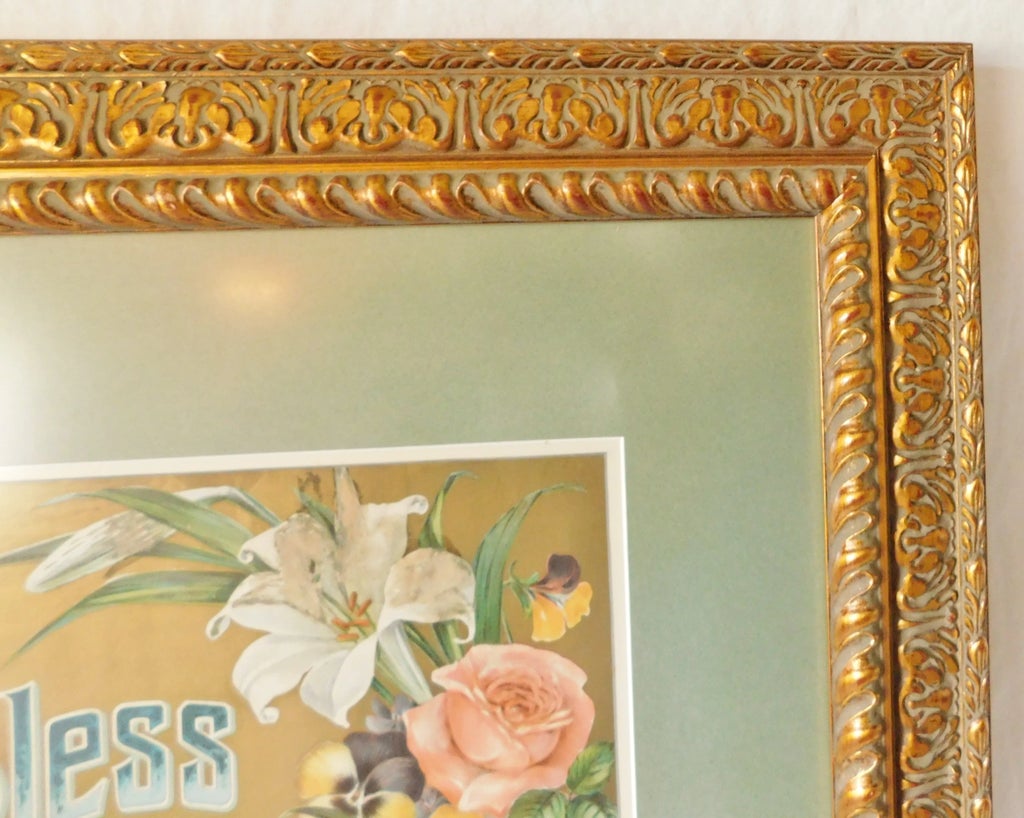 Large Vintage Floral Bless Our Home Ornate Heavy Gold Framed Wall 