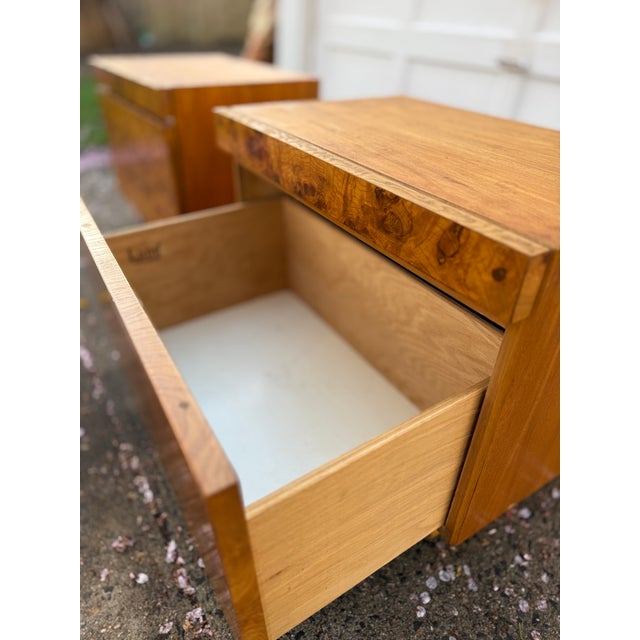 1970s Mid-Century Burl Wood Nightstands by Lane - A Pair For Sale - Image 9 of 12