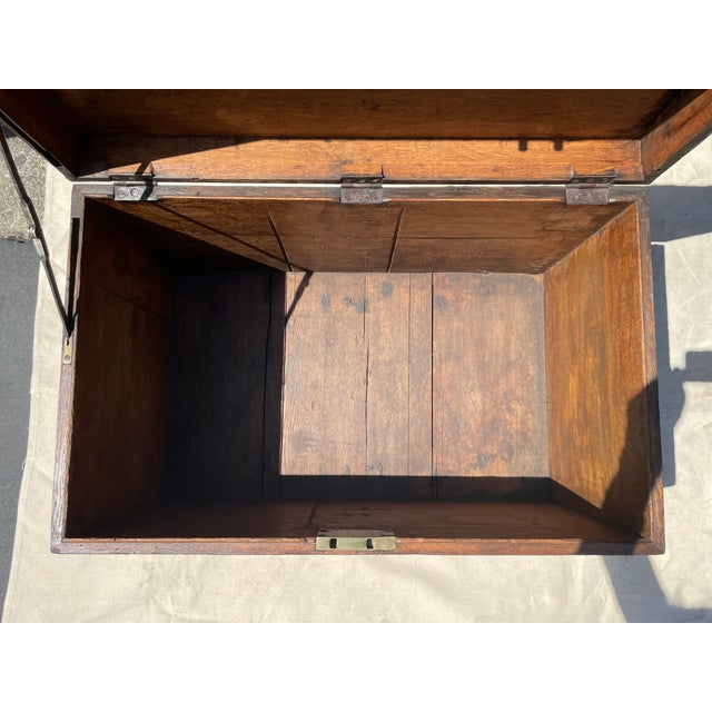 Antique Oak and Iron Silver Chest (Coffer), mid 1800's, in beautiful condition with a deep color in the wood that makes...