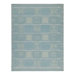 Rug & Kilim’s Scandinavian Style Kilim in Seafoam, Teal & Gray Geometric Pattern - 6x9 For Sale