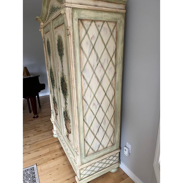 American Rare Habersham Plantation Corp. "Topiary" Hand Painted Armoire - Excellent Condition, Attributed For Sale - Image 3 of 5