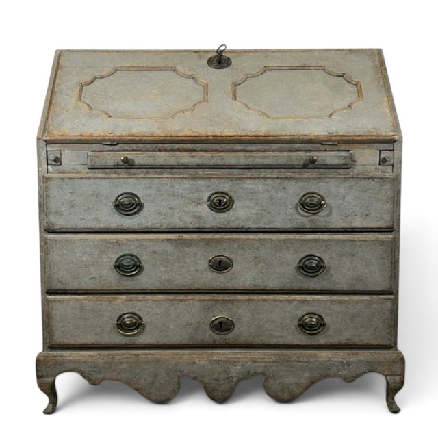 Antique Swedish Secretary in Brass and Pine For Sale - Image 13 of 13