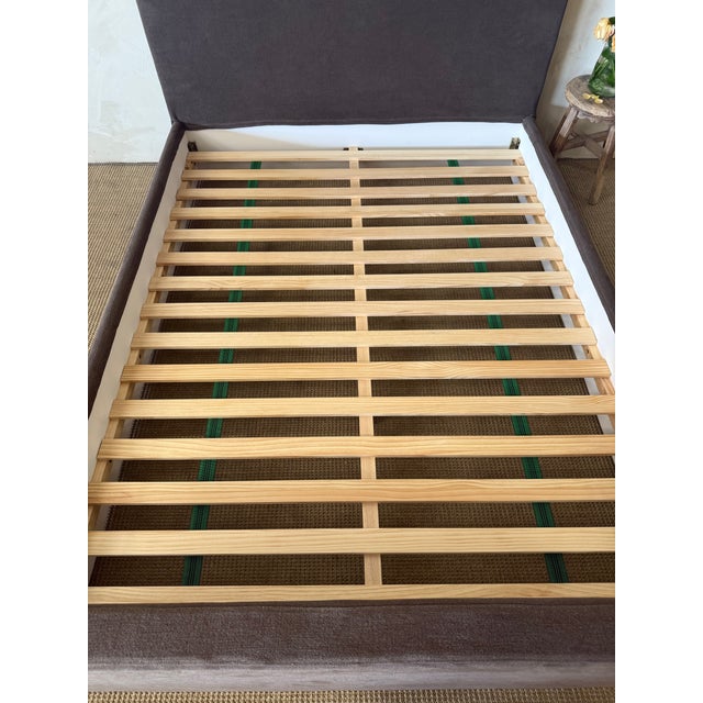 King Size Belgian Linen Slip Covered Bed in Cafe Noir For Sale - Image 4 of 8