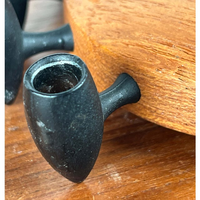 Wood Mid-Century Modern Danish Teak and Cast Iron Candleholder from Digsmed, 1960s For Sale - Image 7 of 14