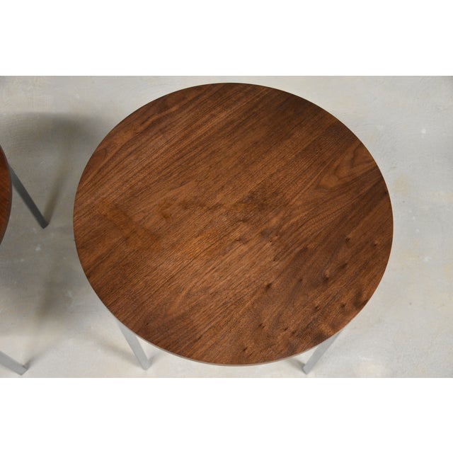 1980s Florence Knoll Round Walnut End Table - A Pair For Sale - Image 5 of 8