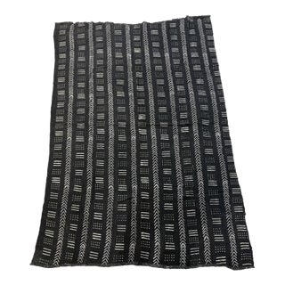 Vintage African Black and White Mud Cloth Textile Mali 62" For Sale