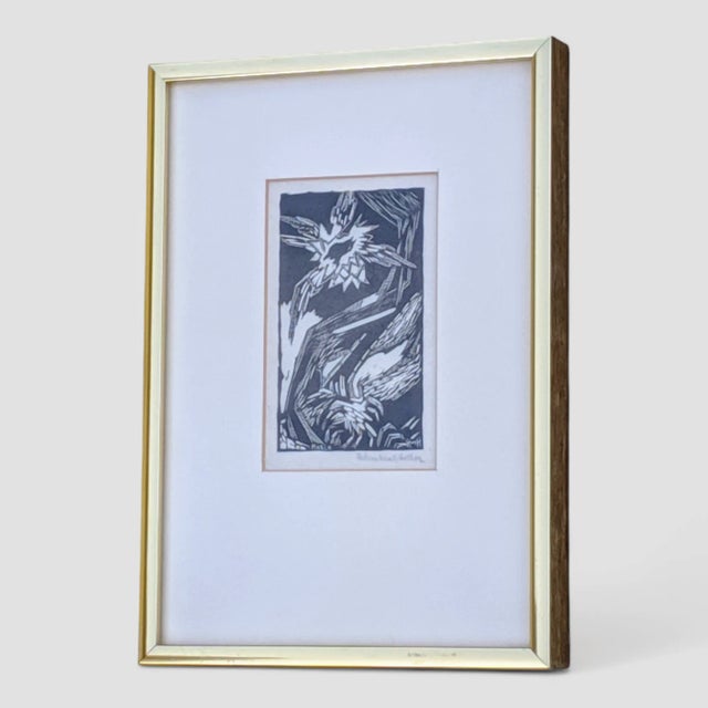Mid-Century Modern Early 20th Century Abstract "March" Linocut Signed by Helen West Heller For Sale - Image 3 of 10