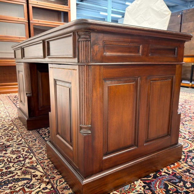 Brown English Classic Desk with Green Leather For Sale - Image 8 of 18