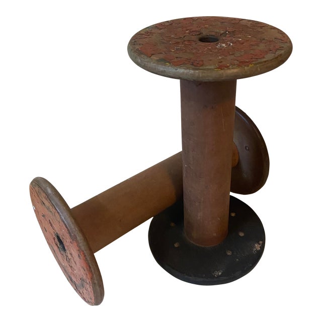 Vintage Industrial Mill Spools - Pair For Sale