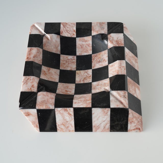 Vintage 20th Century Checkerboard Slanted Catchall Ashtray For Sale - Image 4 of 13