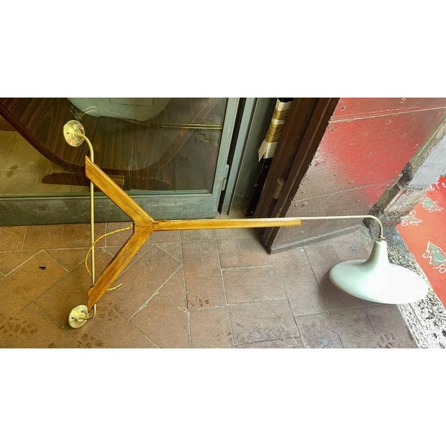 Mid-Century Modern Wall Light in Wood and Brass from Stilnovo For Sale - Image 3 of 5