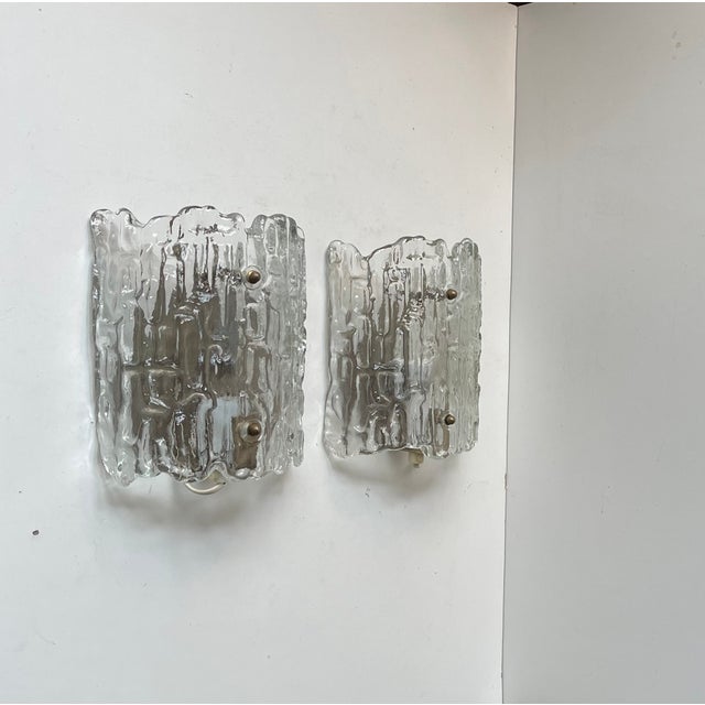 1960s Crystal Ice Glass Wall Sconces by Carl Fagerlund for Orrefors, 1960s, Set of 2 For Sale - Image 5 of 8