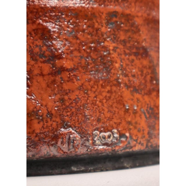 Large Scandinavian Modern Raku-Fired Stoneware Bowl by Inger Rokkjær, 2003 For Sale - Image 14 of 17