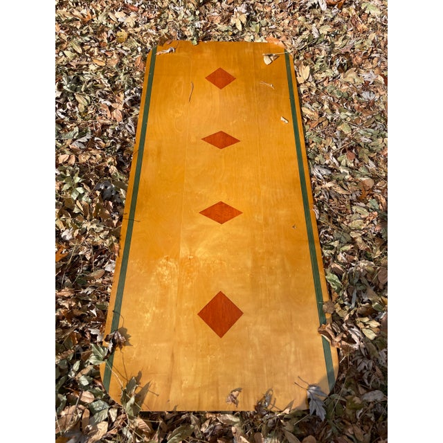 1960s Custom-Made Puzzle Piece Picnic Table With Wood Inlay For Sale - Image 4 of 9