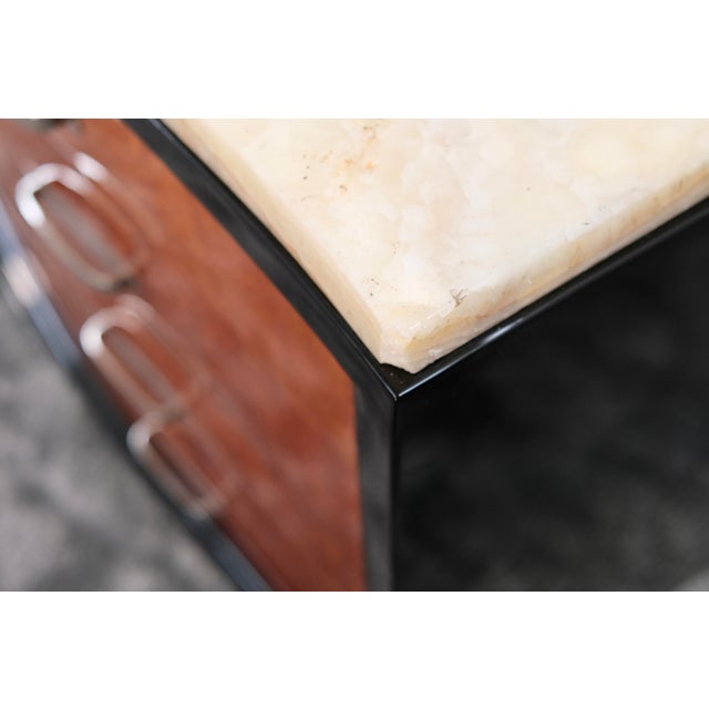 Art Deco High-Gloss Black Lacquered Chest of 5 Drawers with Birds-Eye Maple, 1930s For Sale - Image 9 of 13