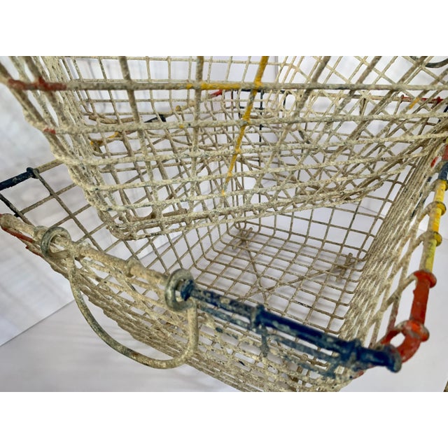 1930's Vintage French Wire Oyster Baskets Color Coded to Identify the Owner- a Pair For Sale - Image 10 of 12