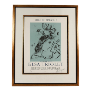 Framed Signed "Hommage À Elsa Triolet" Lithograph by Marc Chagall