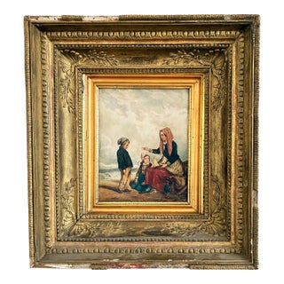 Antique Seaside Oil Painting, C. 1845 For Sale