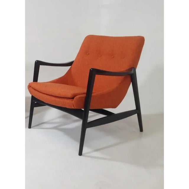 Mid-Century Modern Orange Chenille Lounge Chair For Sale - Image 4 of 4