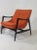 Mid-Century Modern Orange Chenille Lounge Chair For Sale - Image 4 of 4