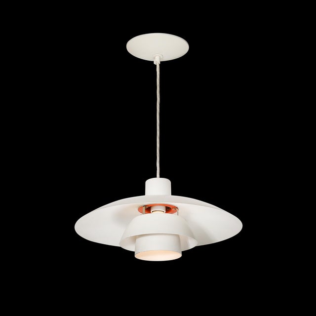 Louis Poulsen Mid-Century White & Orange Enamel Ph 4/3 Pendant Chandelier by Louis Poulsen For Sale - Image 4 of 12