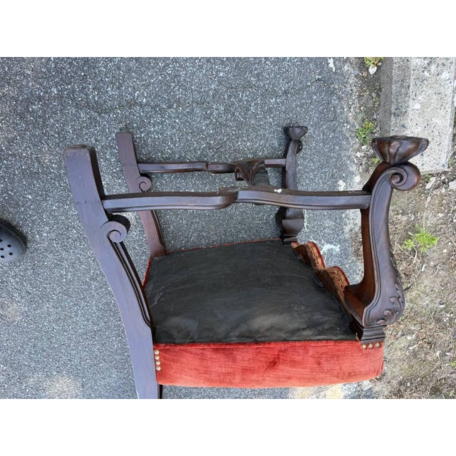 Pair of Antique Anglo-Dutch 19th Century Walnut Carved High Back Hall Chairs For Sale - Image 12 of 12