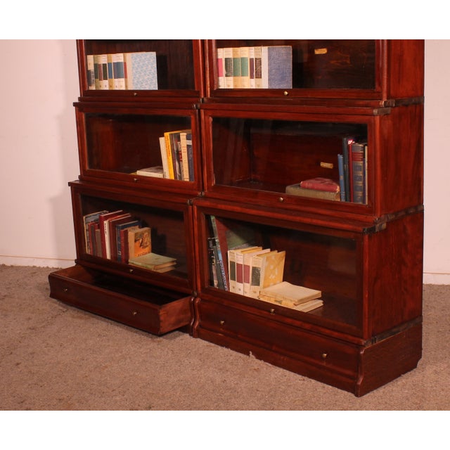 Tan Waterfall Bookcases in Mahogany by Globe Wernicke London, 1900, Set of 2 For Sale - Image 8 of 14