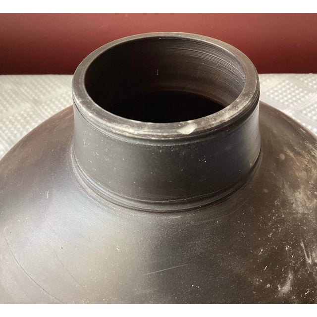 Dark Gray Vintage Michael Brostko American Pottery Vase, Signed, 7” T X 6” W For Sale - Image 8 of 9