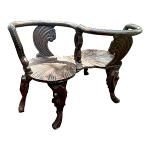 Mid 20th Century Italian Carved Grotto Bench