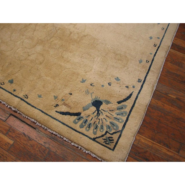 1930s 1930s Beige Open Solid Antique Chinese Peking Rug 6' 2" X 9' 0" Handknotted Wool Carpet For Sale - Image 5 of 5