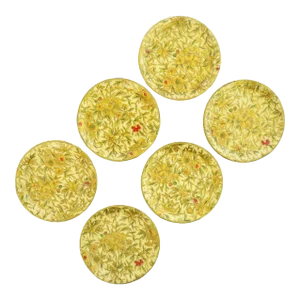 Midcentury Gold Paper Mache Drink Coasters, Set of 6