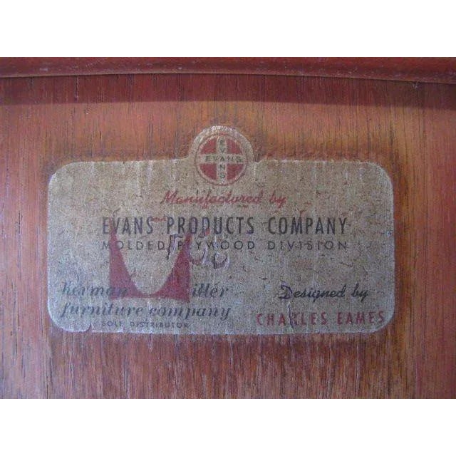 Red 1940s Mid-Century Modern Charles Eames Evans DCW Side Chair For Sale - Image 8 of 11