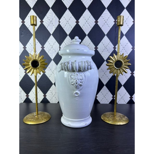 1970s Italian Torcivia E Todaro for Fortunata Crackle Glaze Lidded Urn For Sale - Image 13 of 18
