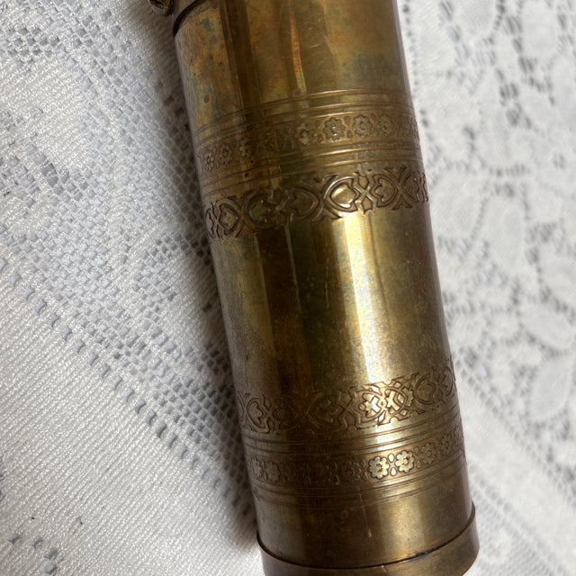 Metal Vintage Aged Tall Brass Spice or Pepper Mill Grinder For Sale - Image 7 of 9