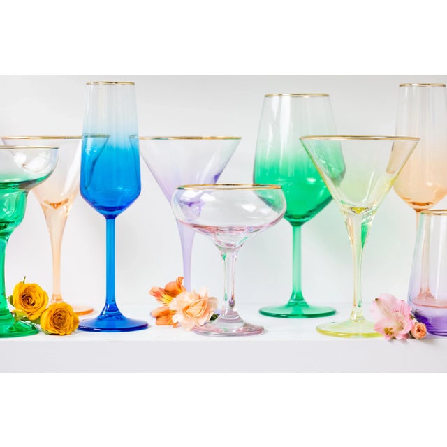 VIETRI Rainbow Assorted Champagne Flutes - Set of 4 For Sale - Image 9 of 10