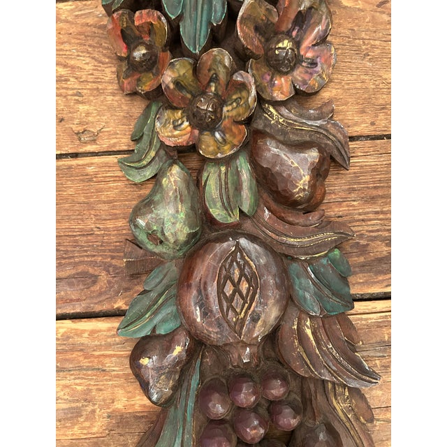 1970s Hand Carved Wooden Vintage Wall Swags Art Sculpture -a Pair For Sale - Image 5 of 10